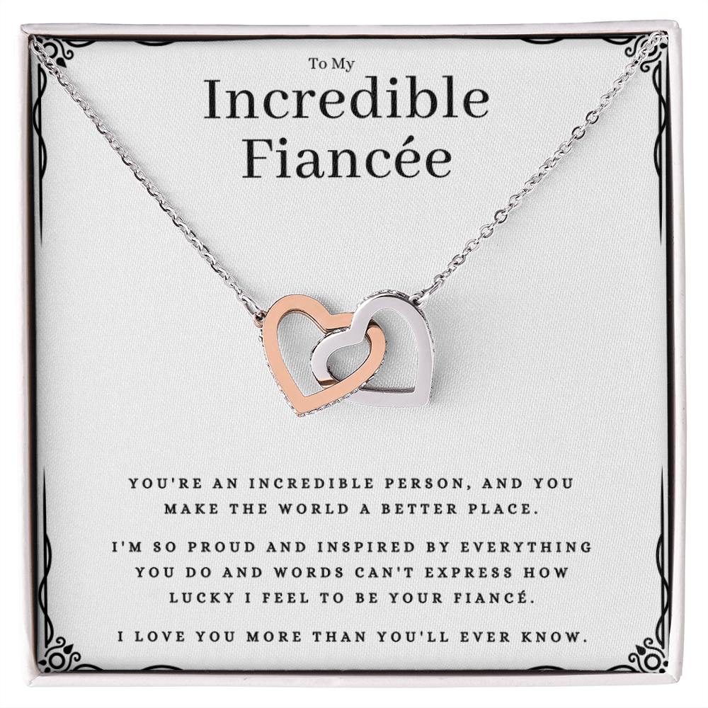 Best Gifts 305-To My Incredible Fiancée Interlocking Hearts Necklace with CZ Crystals