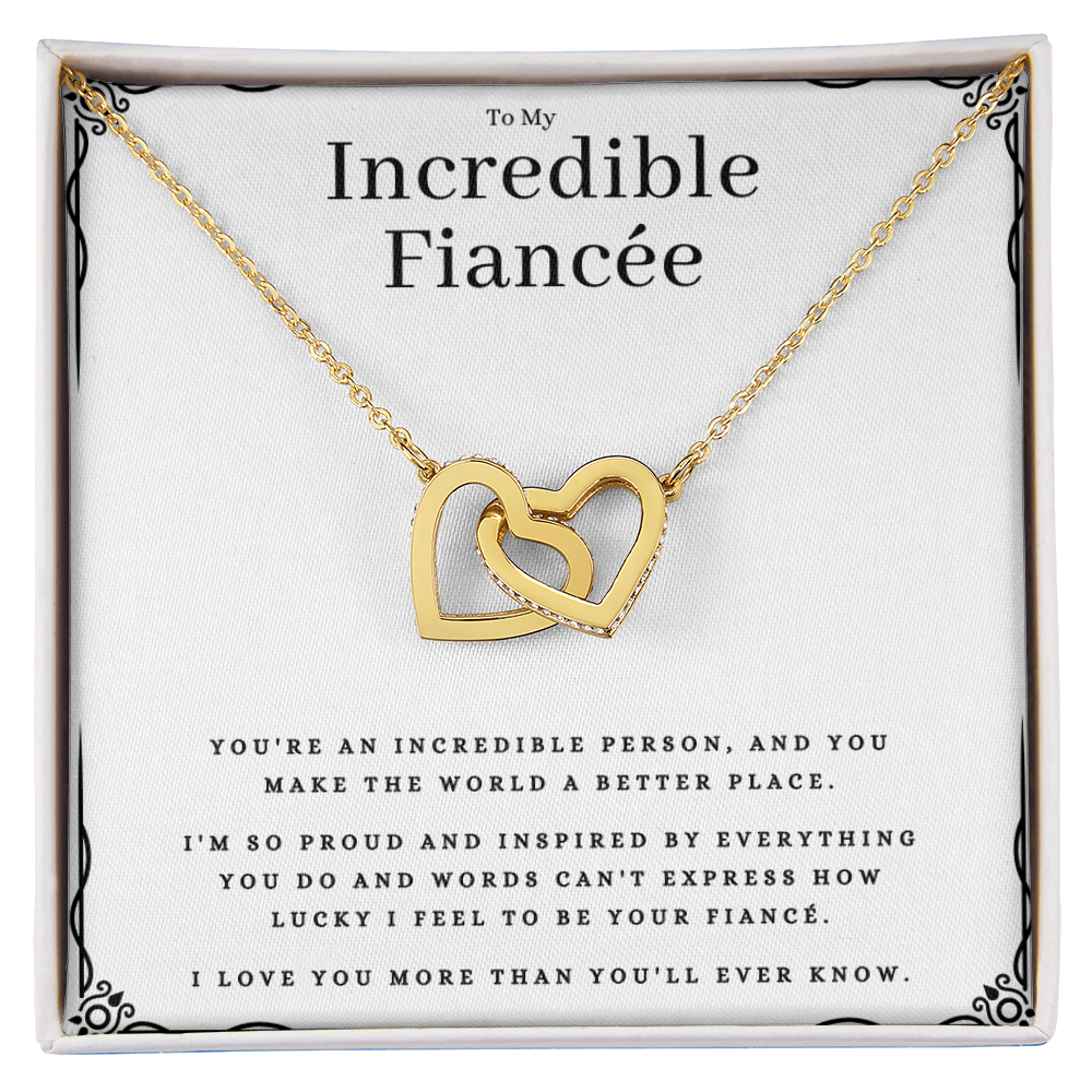 Best Gifts 305-To My Incredible Fiancée Interlocking Hearts Necklace with CZ Crystals