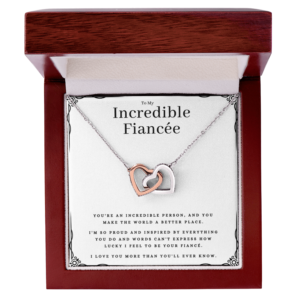 Best Gifts 305-To My Incredible Fiancée Interlocking Hearts Necklace with CZ Crystals