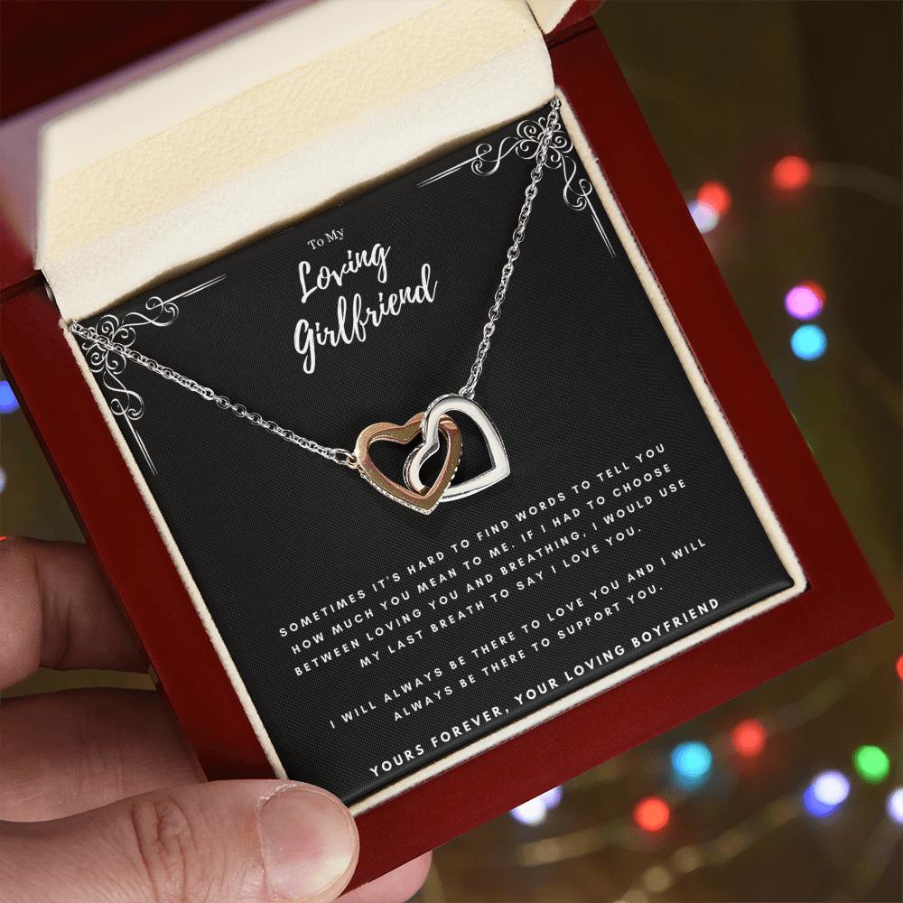 Best Gifts 305-To My Loving Girlfriend Interlocking Hearts Necklace from Boyfriend