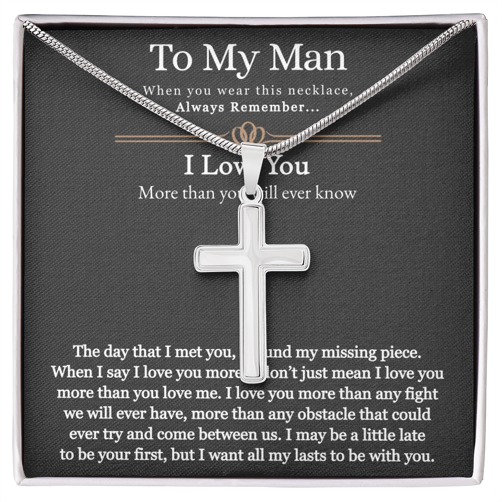 Best Gifts 305-To My Man Artisan Cross Necklace with Inspirational Message from Partner