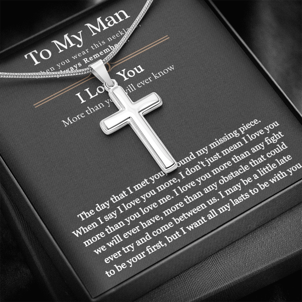 Best Gifts 305-To My Man Artisan Cross Necklace with Inspirational Message from Partner
