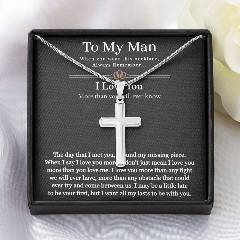 Best Gifts 305-To My Man Artisan Cross Necklace with Inspirational Message from Partner