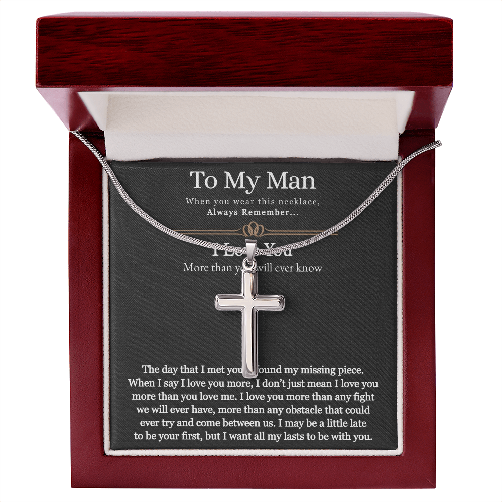 Best Gifts 305-To My Man Artisan Cross Necklace with Inspirational Message from Partner