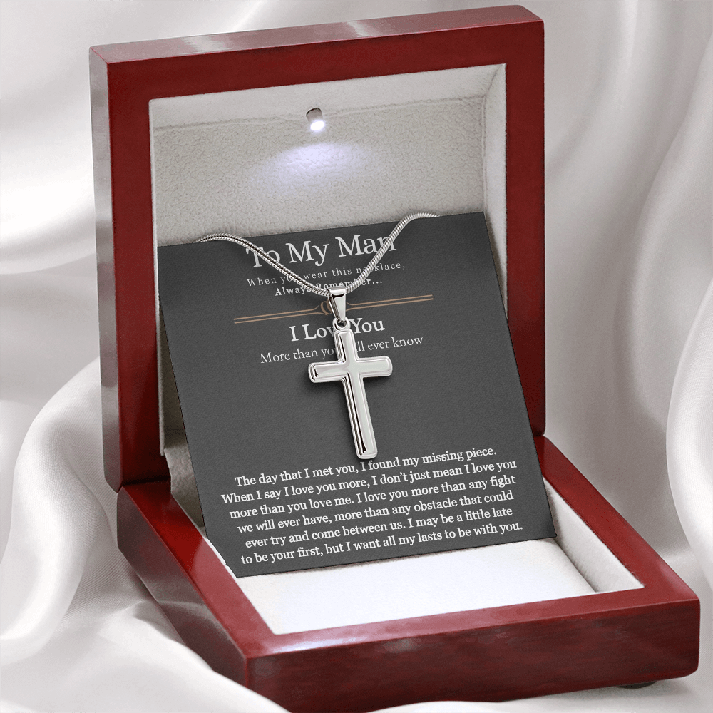 Best Gifts 305-To My Man Artisan Cross Necklace with Inspirational Message from Partner