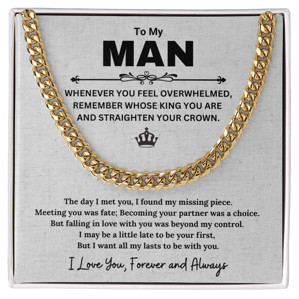 Best Gifts 305-To My Man Cuban Link Chain Necklace with Inspirational Message from Partner