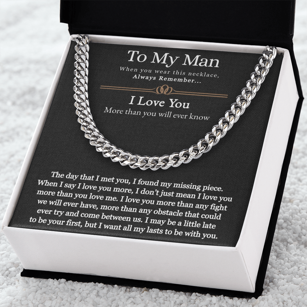 Best Gifts 305-To My Man Cuban Link Chain Necklace with Message from Partner