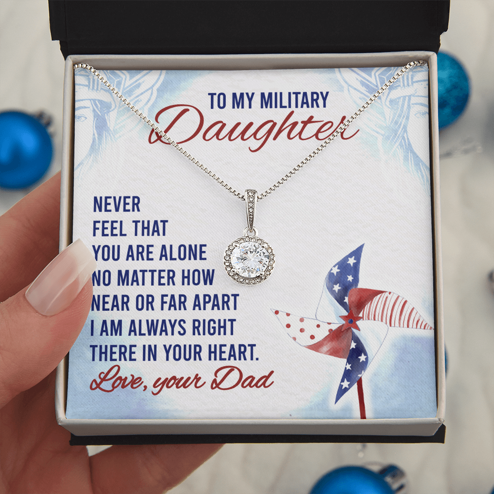 Best Gifts 305-To My Military Daughter Necklace 14K White Gold CZ Pendant