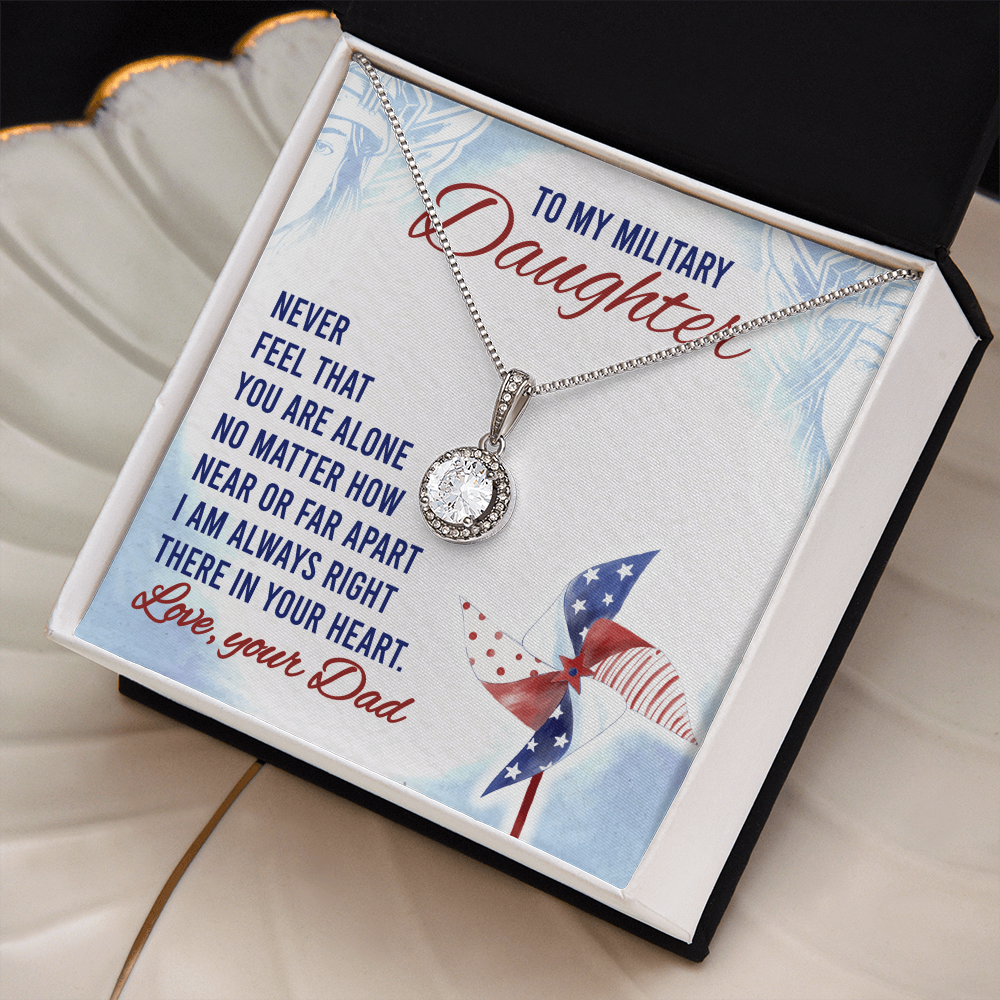 Best Gifts 305-To My Military Daughter Necklace 14K White Gold CZ Pendant