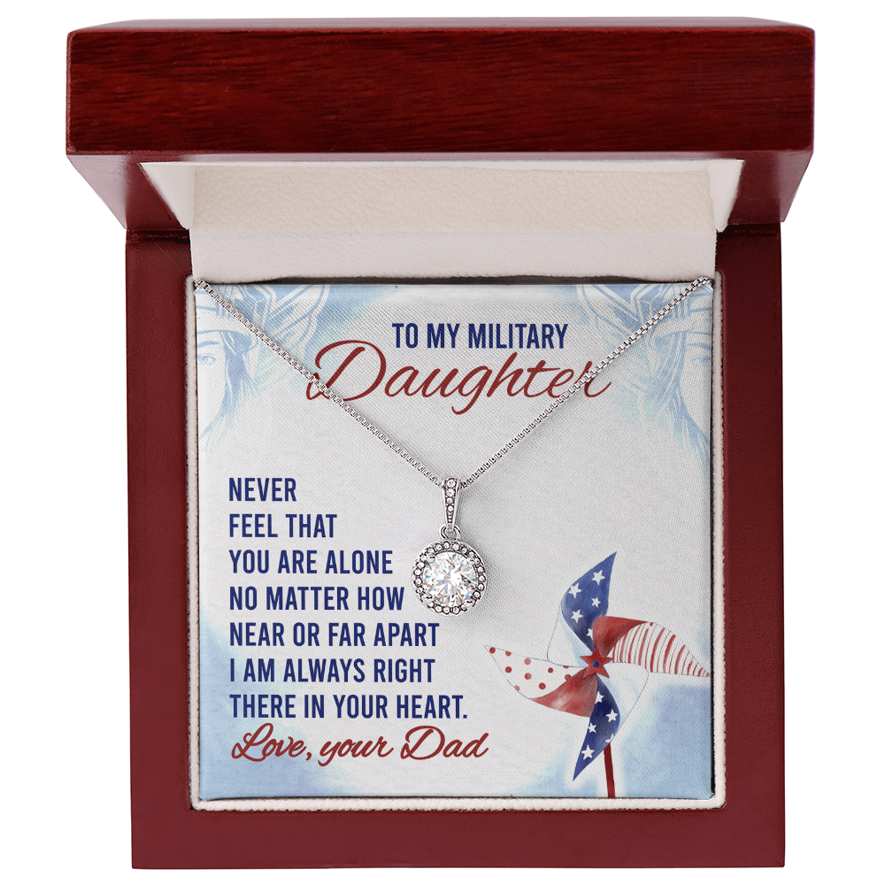 Best Gifts 305-To My Military Daughter Necklace 14K White Gold CZ Pendant