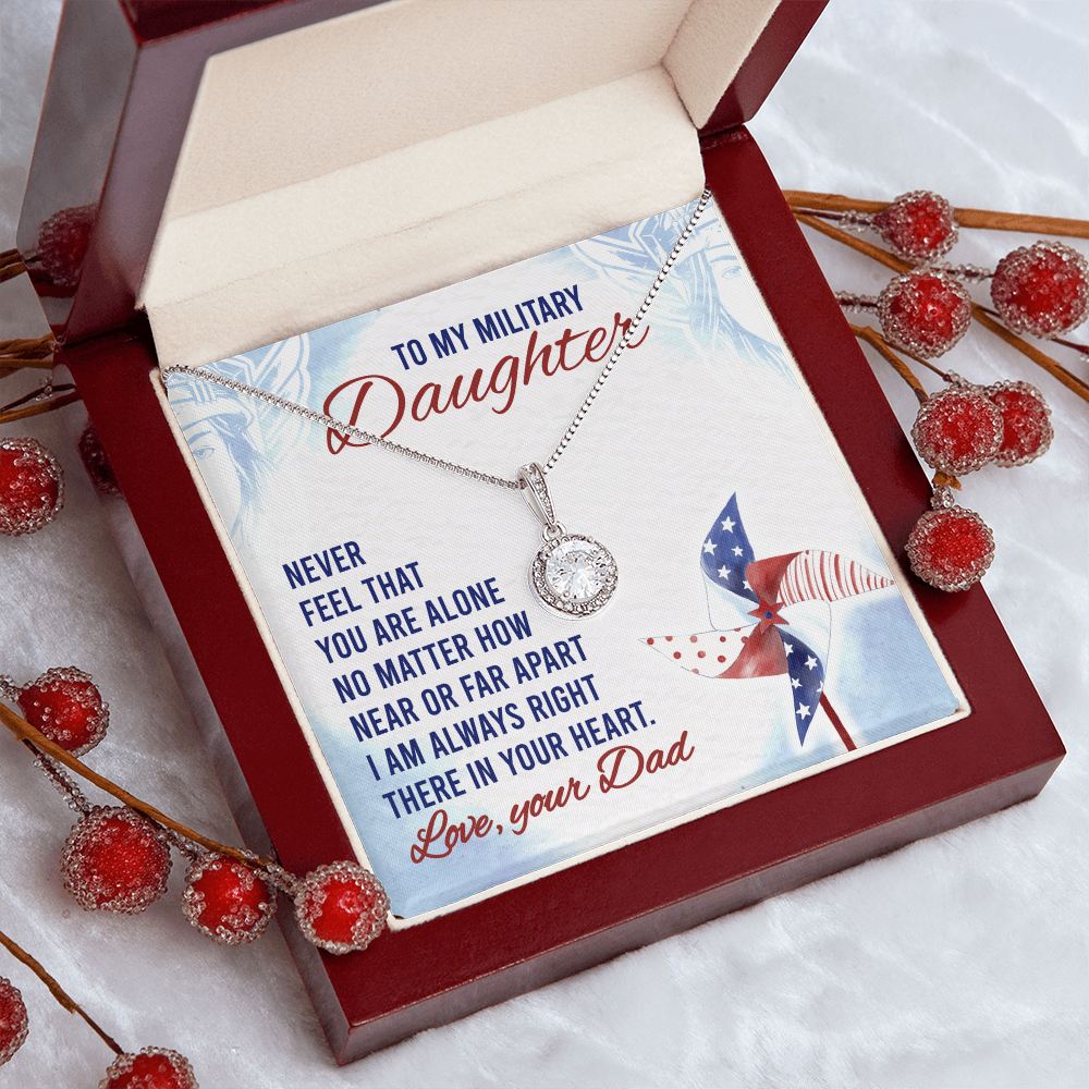 Best Gifts 305-To My Military Daughter Necklace 14K White Gold CZ Pendant