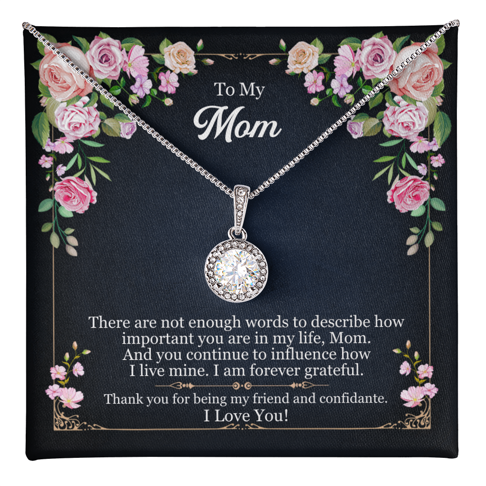 Best Gifts 305-To My Mom 14k Necklace with Cushion-Cut CZ Crystal