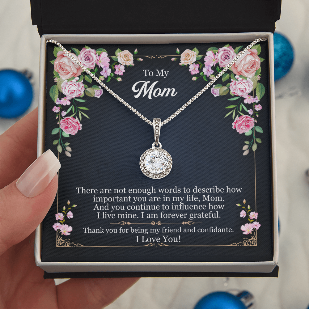 Best Gifts 305-To My Mom 14k Necklace with Cushion-Cut CZ Crystal