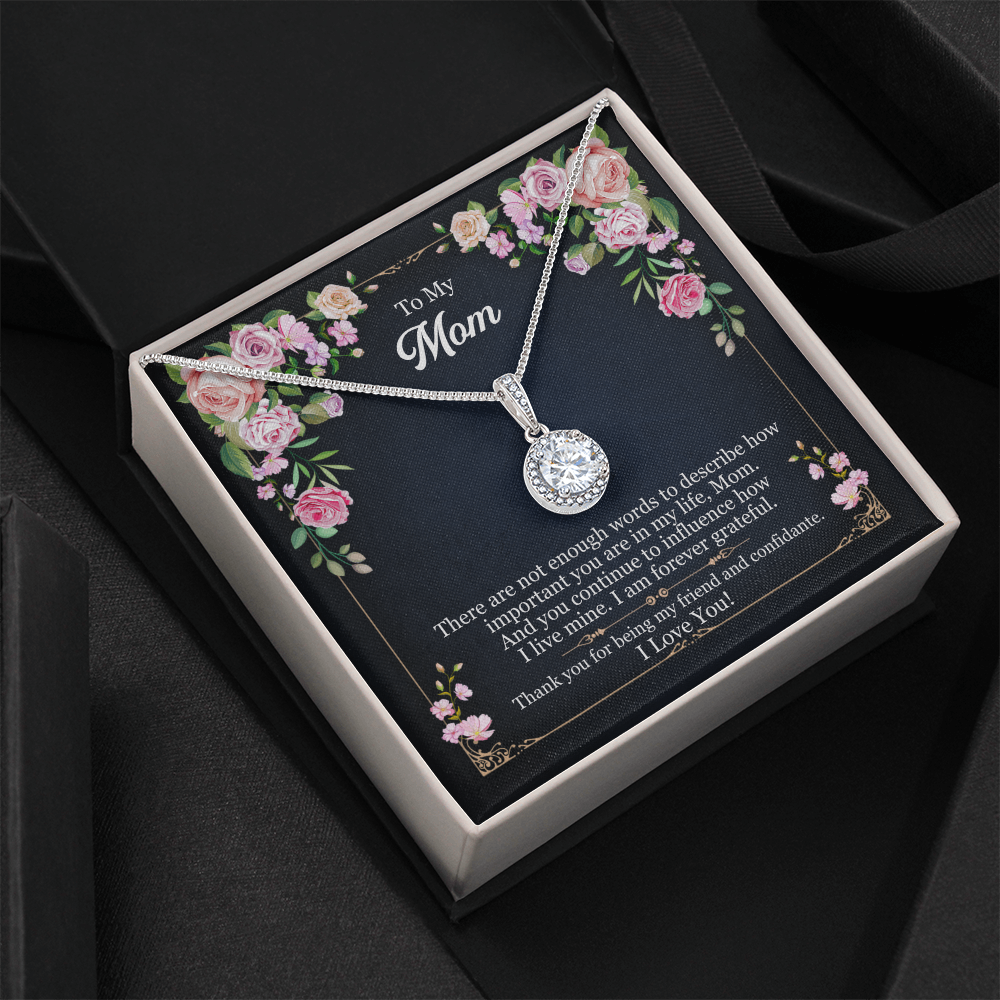 Best Gifts 305-To My Mom 14k Necklace with Cushion-Cut CZ Crystal