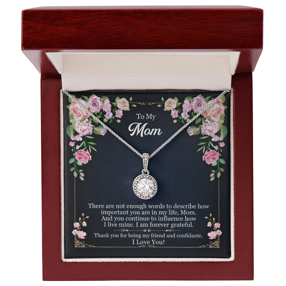 Best Gifts 305-To My Mom 14k Necklace with Cushion-Cut CZ Crystal