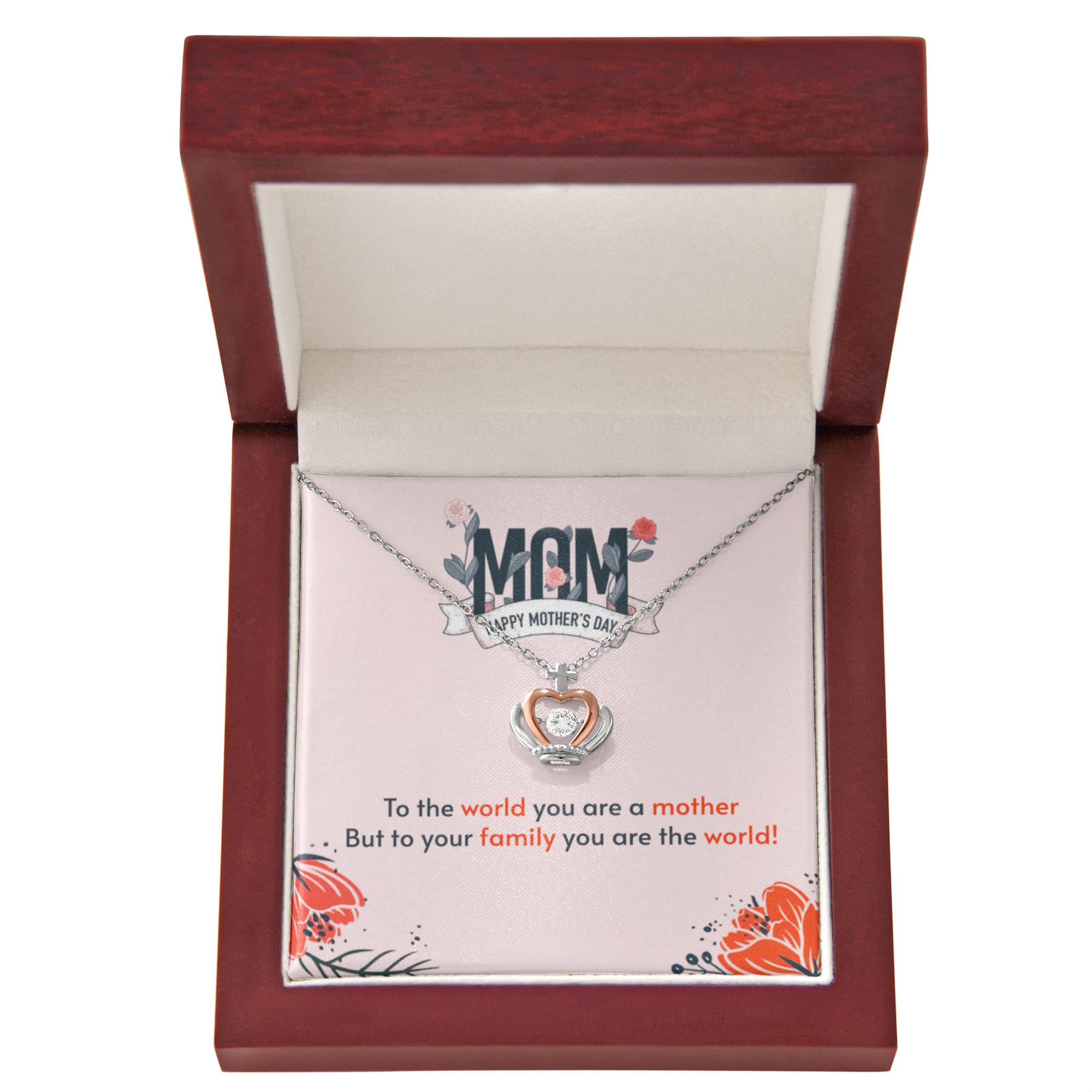 Best Gifts 305-To My Mom Crown Pendant Necklace with Heartfelt Message