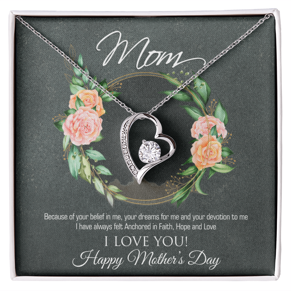 Best Gifts 305-To My Mom Forever Love Necklace with CZ Heart Pendant