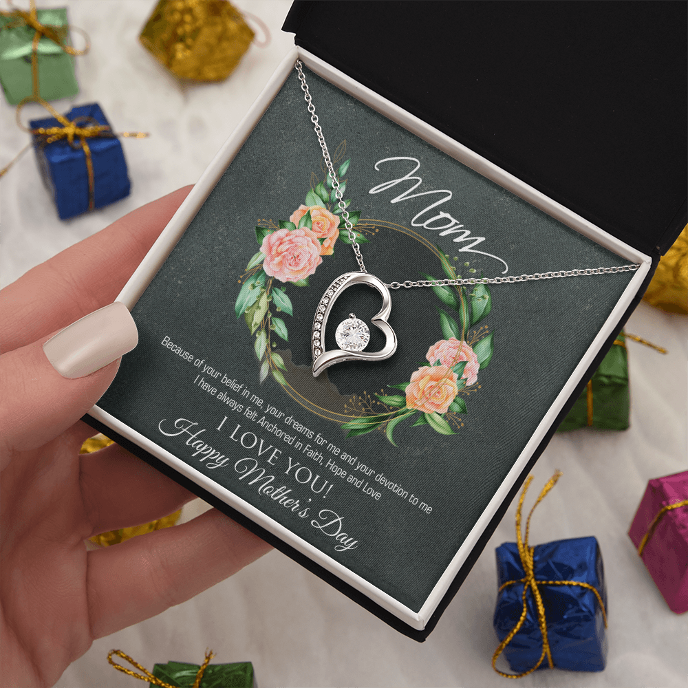 Best Gifts 305-To My Mom Forever Love Necklace with CZ Heart Pendant