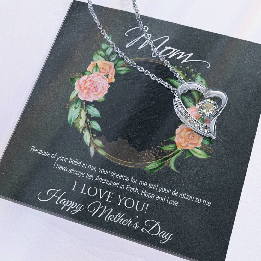 Best Gifts 305-To My Mom Forever Love Necklace with CZ Heart Pendant