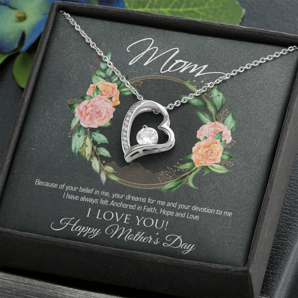 Best Gifts 305-To My Mom Forever Love Necklace with CZ Heart Pendant