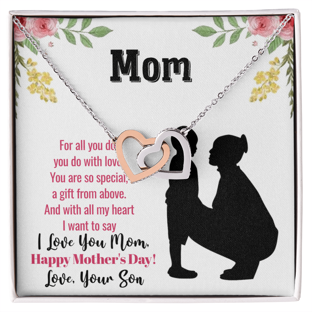 Best Gifts 305-To My Mom Interlocking Hearts Necklace with Heartfelt Message from Son