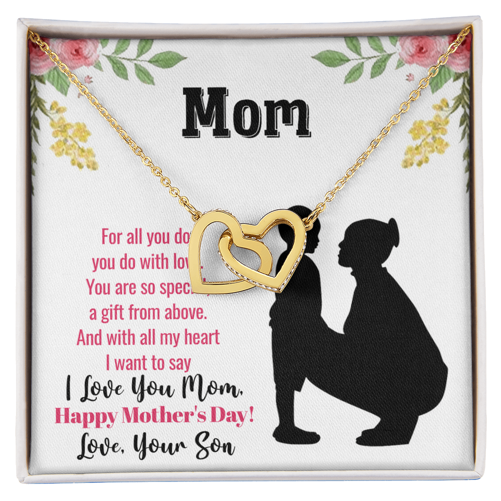 Best Gifts 305-To My Mom Interlocking Hearts Necklace with Heartfelt Message from Son