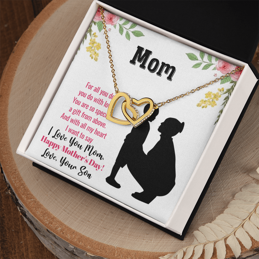 Best Gifts 305-To My Mom Interlocking Hearts Necklace with Heartfelt Message from Son