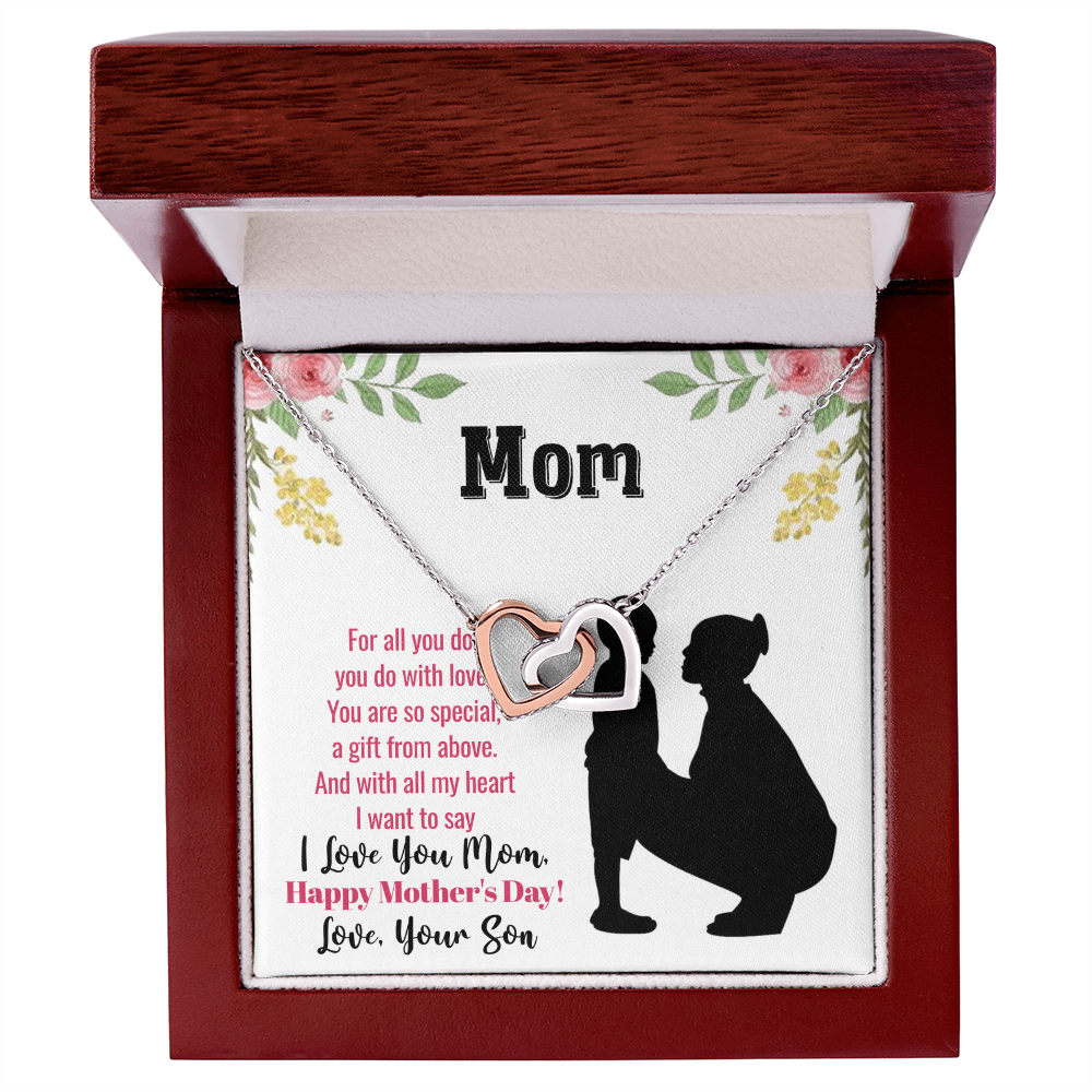 Best Gifts 305-To My Mom Interlocking Hearts Necklace with Heartfelt Message from Son