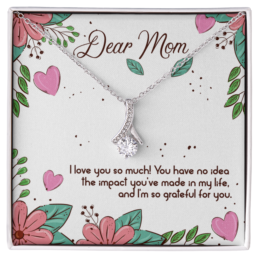 Best Gifts 305-To My Mom Necklace with 7mm Cubic Zirconia Pendant