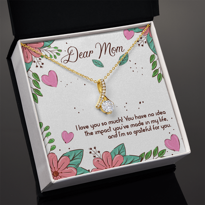 Best Gifts 305-To My Mom Necklace with 7mm Cubic Zirconia Pendant