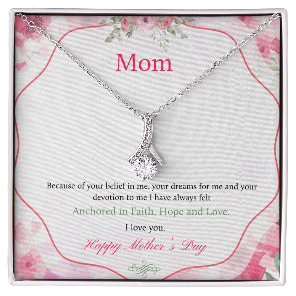 Best Gifts 305-To My Mom Necklace with Faith, Hope, and Love Quote from Daughter or Son
