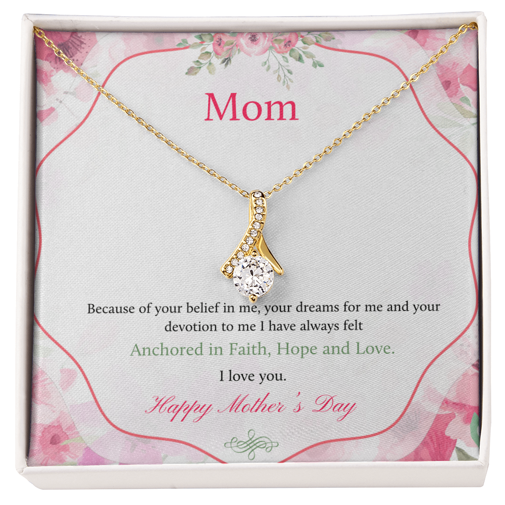 Best Gifts 305-To My Mom Necklace with Faith, Hope, and Love Quote from Daughter or Son