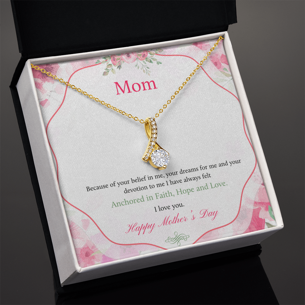 Best Gifts 305-To My Mom Necklace with Faith, Hope, and Love Quote from Daughter or Son
