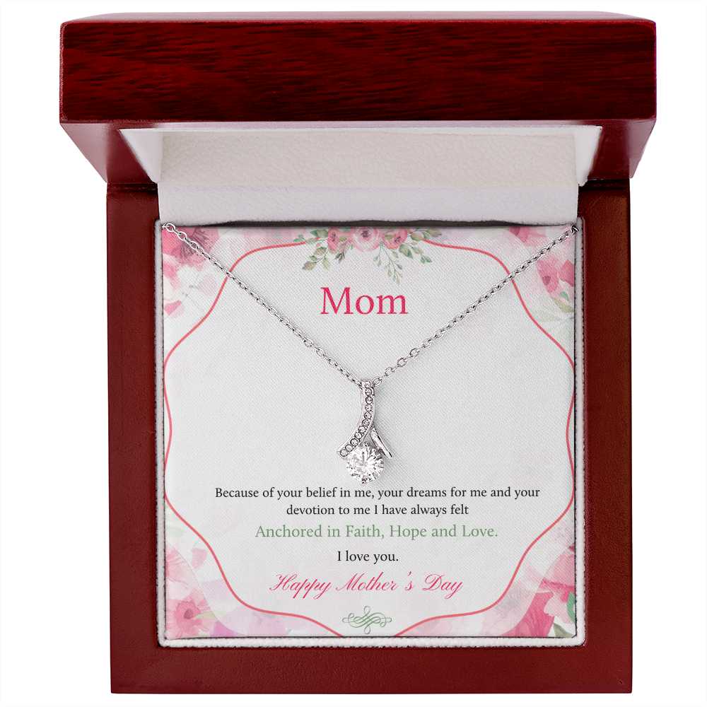 Best Gifts 305-To My Mom Necklace with Faith, Hope, and Love Quote from Daughter or Son