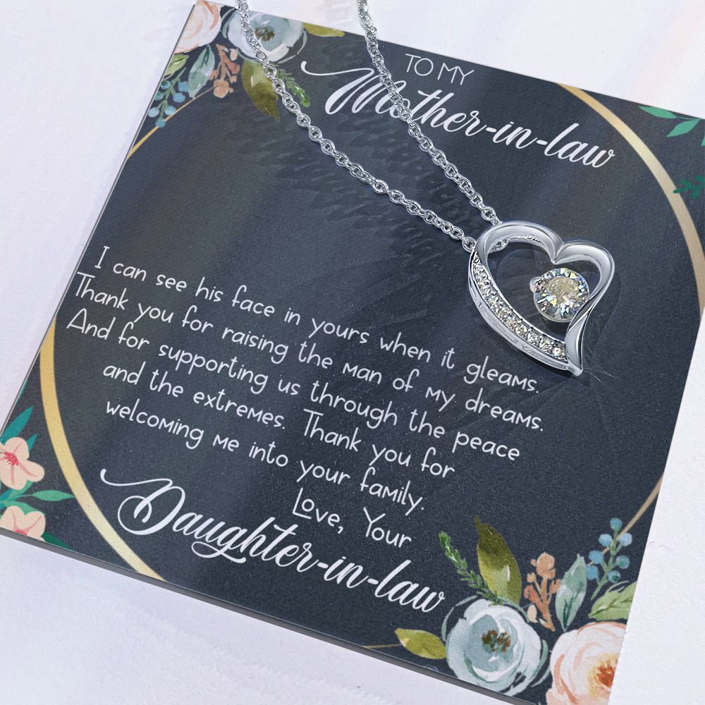 Best Gifts 305-To My Mother-in-Law Forever Love Necklace Heart Pendant with CZ Stone