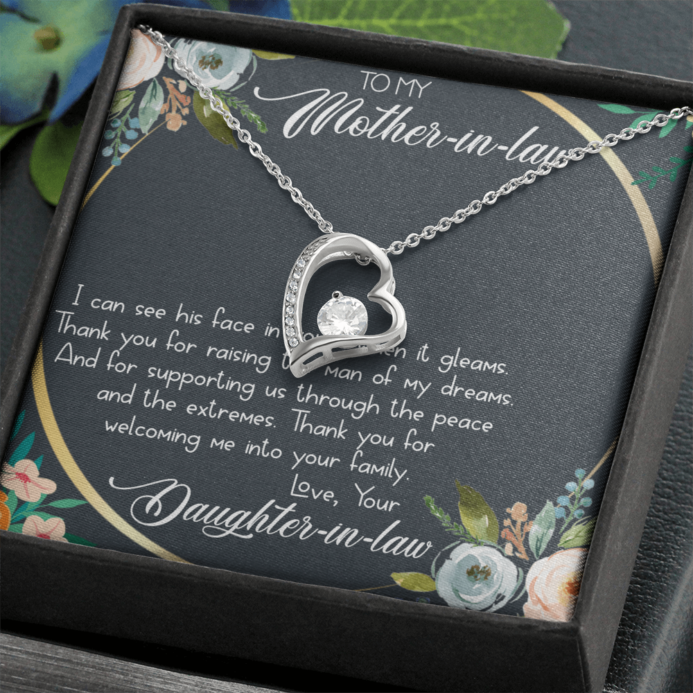 Best Gifts 305-To My Mother-in-Law Forever Love Necklace Heart Pendant with CZ Stone