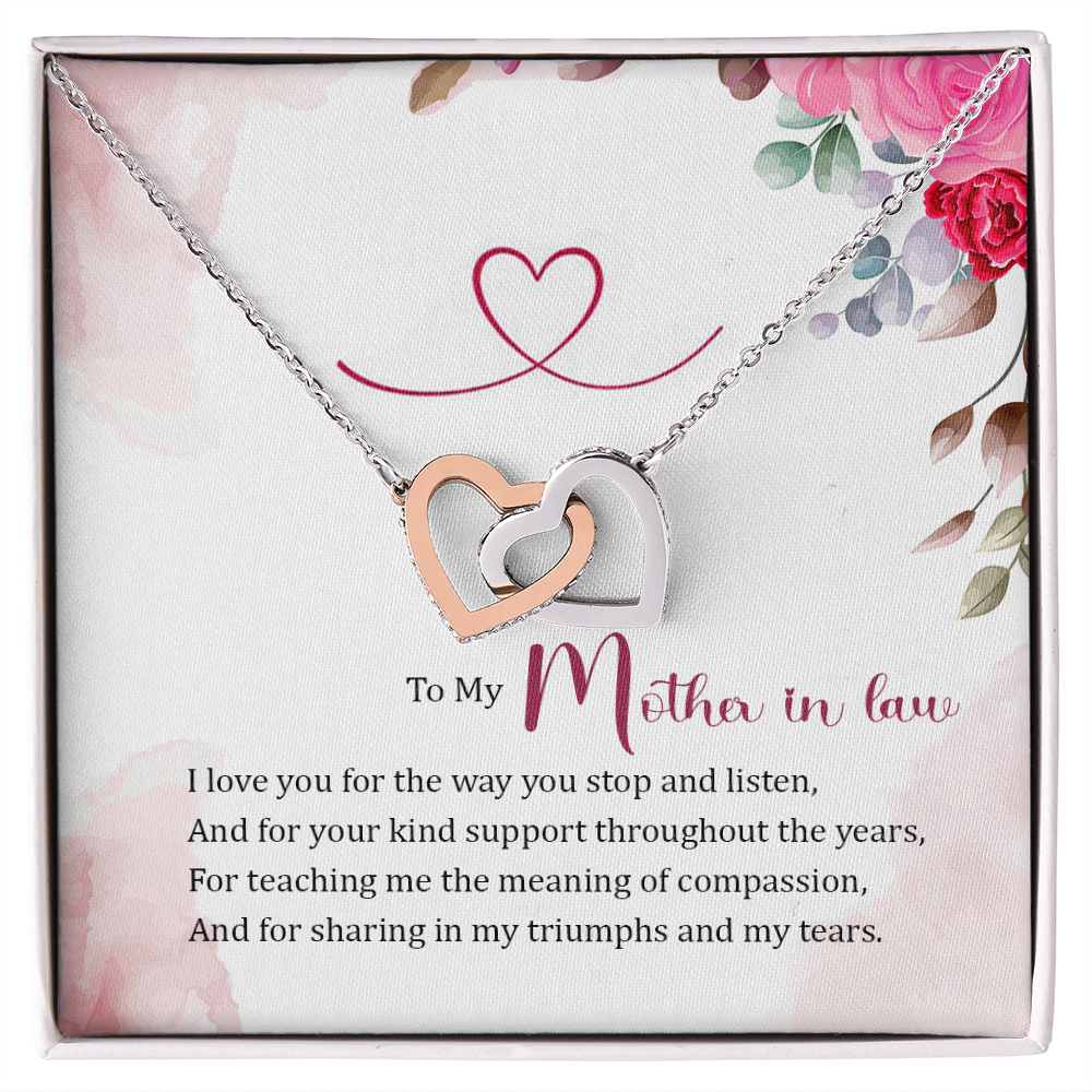 Best Gifts 305-To My Mother-in-Law Interlocking Hearts Necklace with CZ Crystals