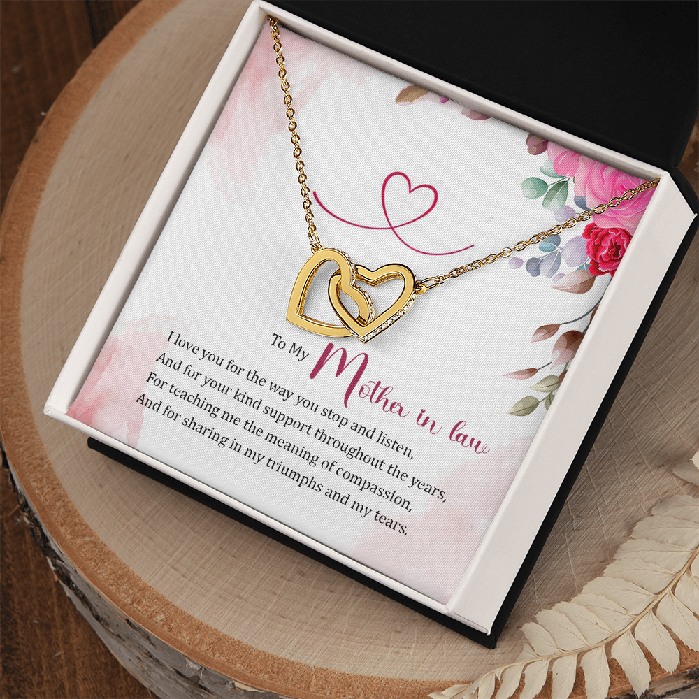 Best Gifts 305-To My Mother-in-Law Interlocking Hearts Necklace with CZ Crystals