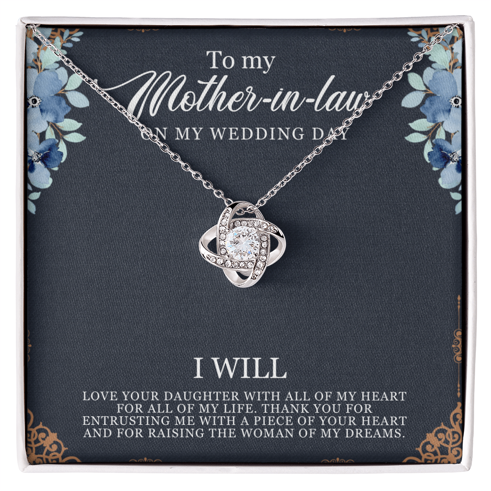 Best Gifts 305-To My Mother-in-Law Love Knot Necklace with Wedding Day Quote