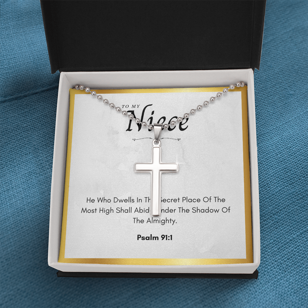 Best Gifts 305-To My Niece Cross Necklace with Psalm 91:1 Card from Aunt or Uncle