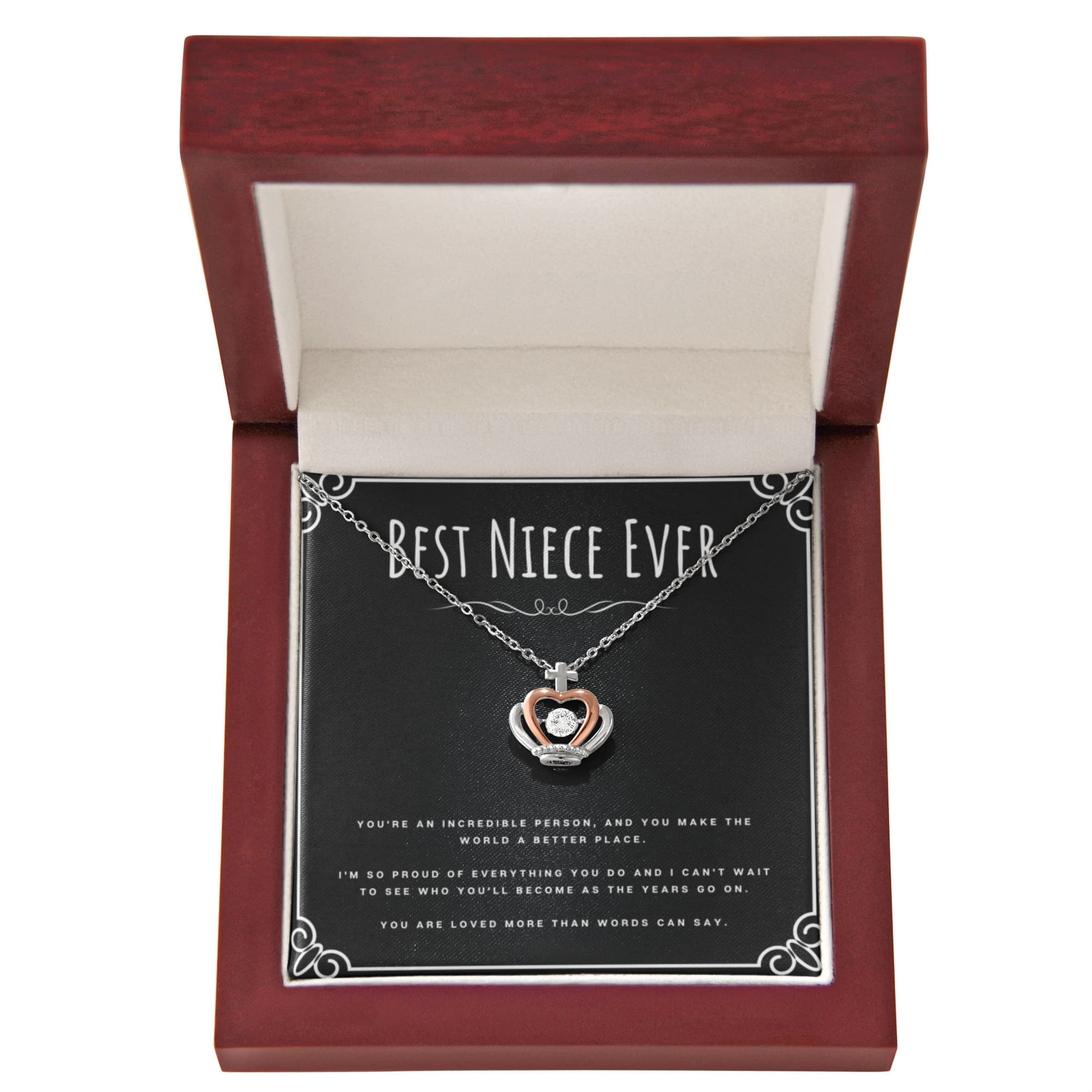 Best Gifts 305-To My Niece Crown Pendant Necklace with Cubic Zirconia from Aunt or Uncle