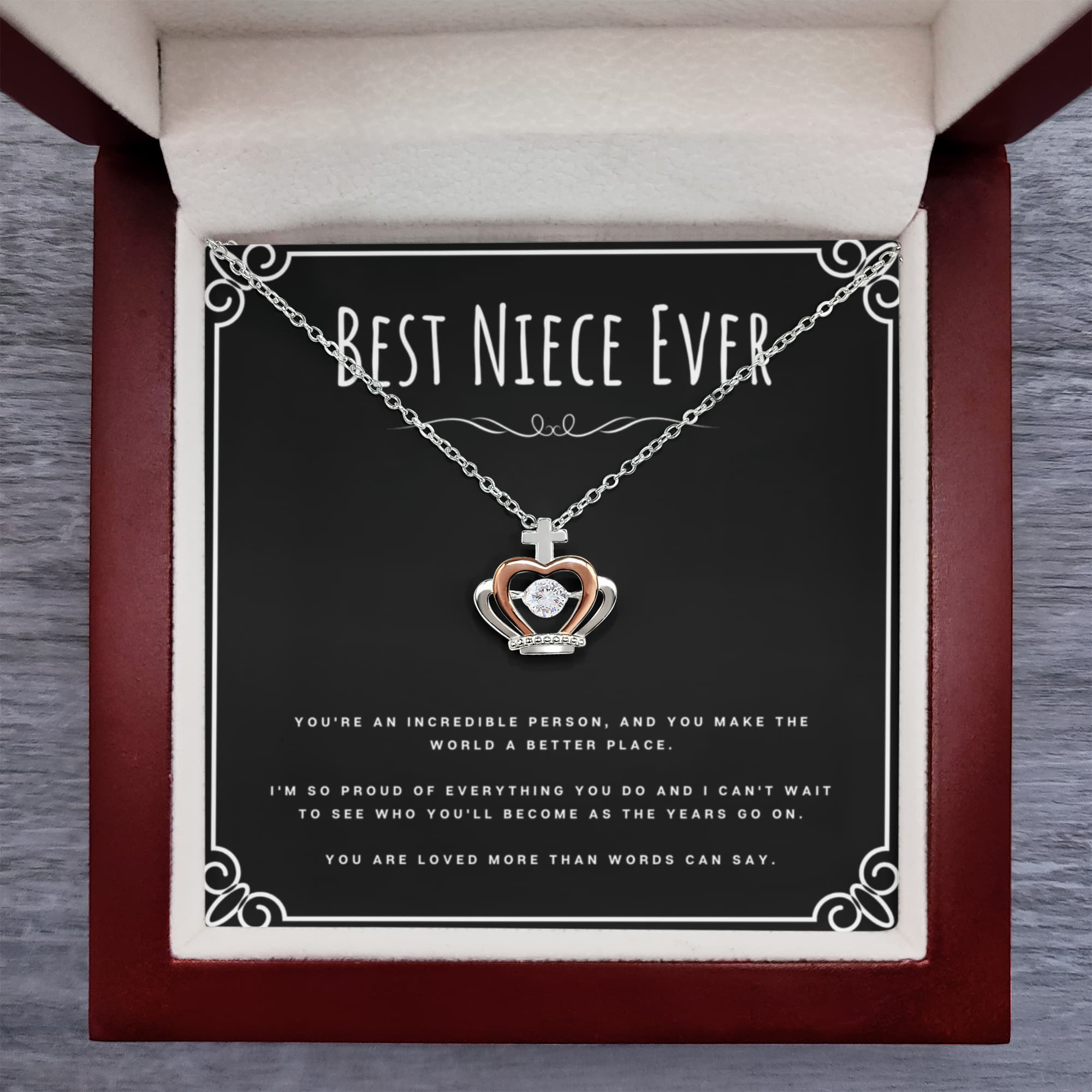 Best Gifts 305-To My Niece Crown Pendant Necklace with Cubic Zirconia from Aunt or Uncle