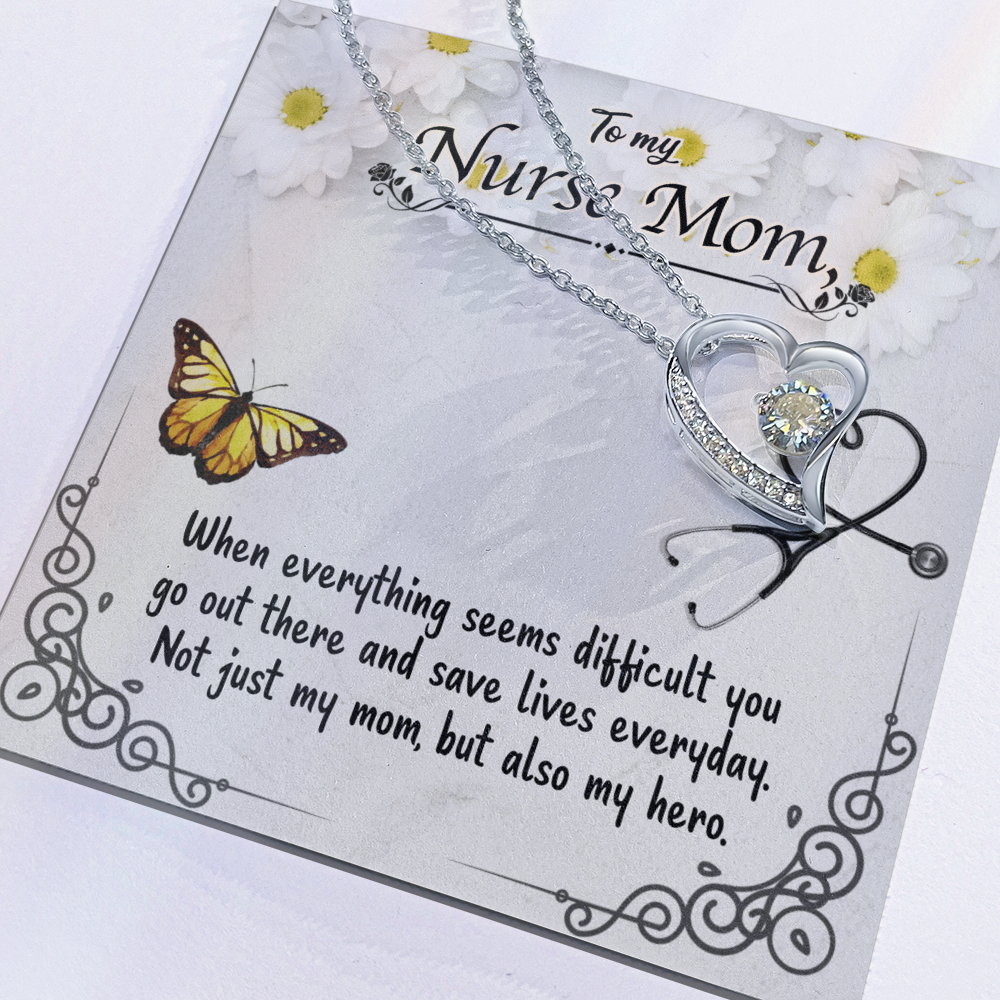 Best Gifts 305-To My Nurse Mom Forever Love Necklace with CZ Crystal Pendant