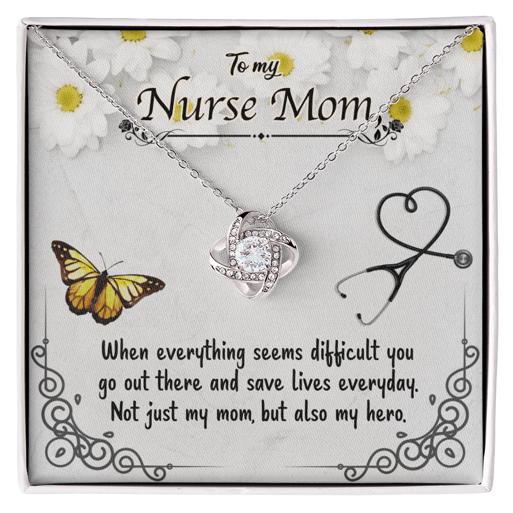 Best Gifts 305-To My Nurse Mom Love Knot Necklace with CZ Crystal Pendant