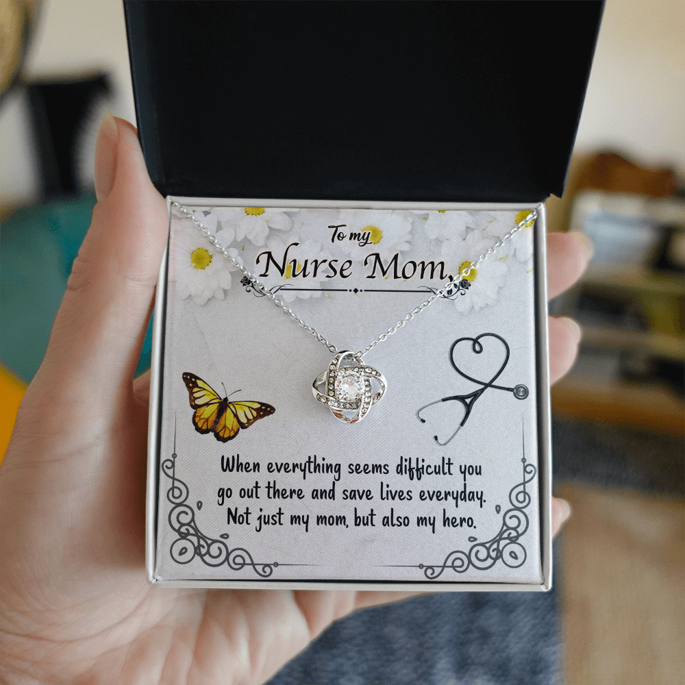 Best Gifts 305-To My Nurse Mom Love Knot Necklace with CZ Crystal Pendant