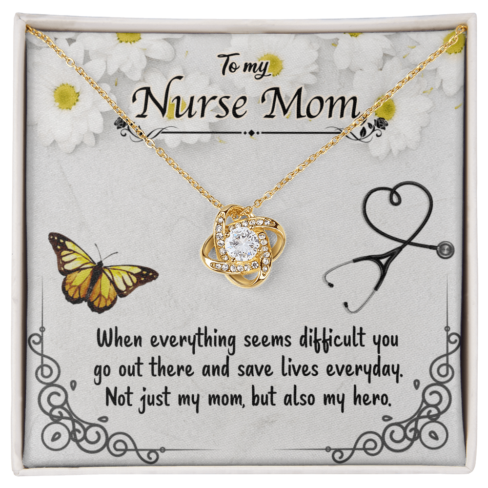 Best Gifts 305-To My Nurse Mom Love Knot Necklace with CZ Crystal Pendant