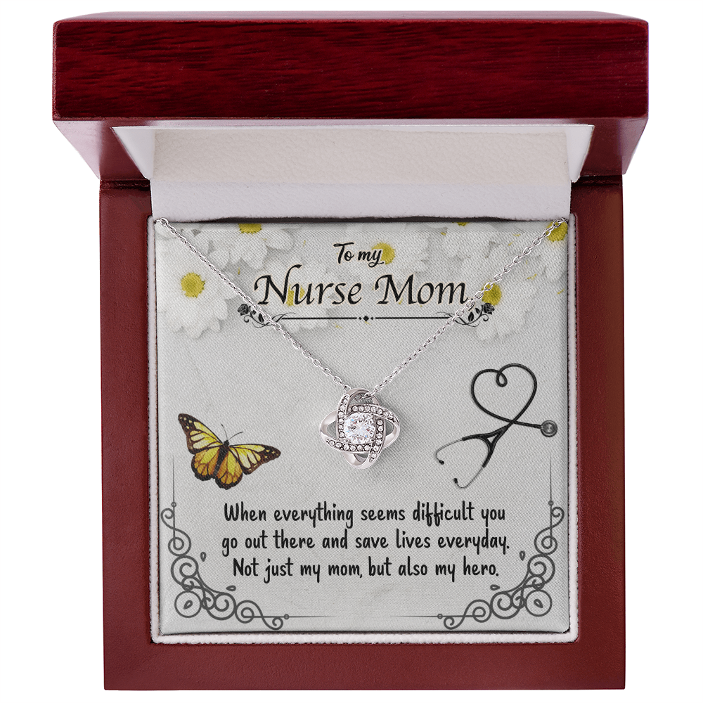 Best Gifts 305-To My Nurse Mom Love Knot Necklace with CZ Crystal Pendant