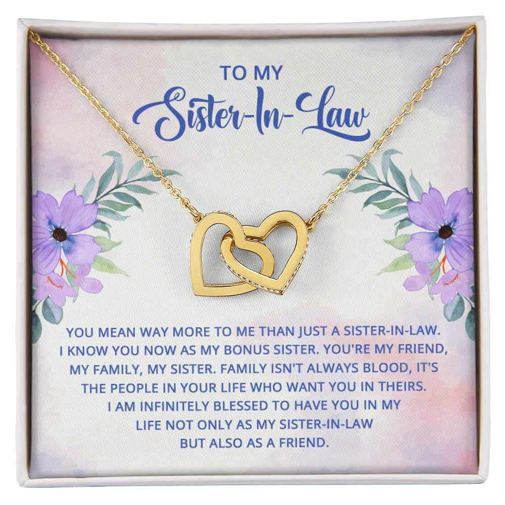 Best Gifts 305-To My Sister-In-Law Interlocking Hearts Necklace with CZ Crystals