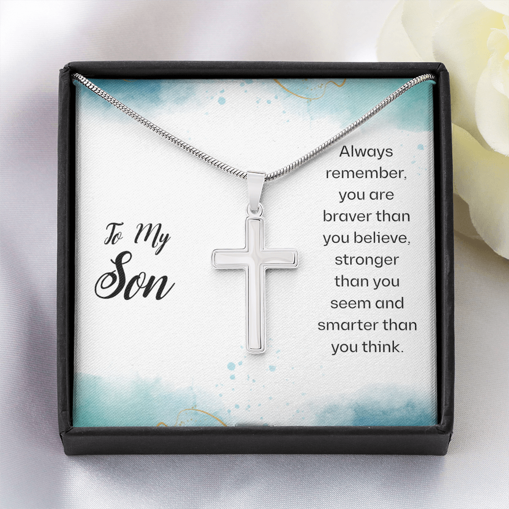 Best Gifts 305-To My Son Always Remember Cross Necklace with Inspirational Quote Card from Parent