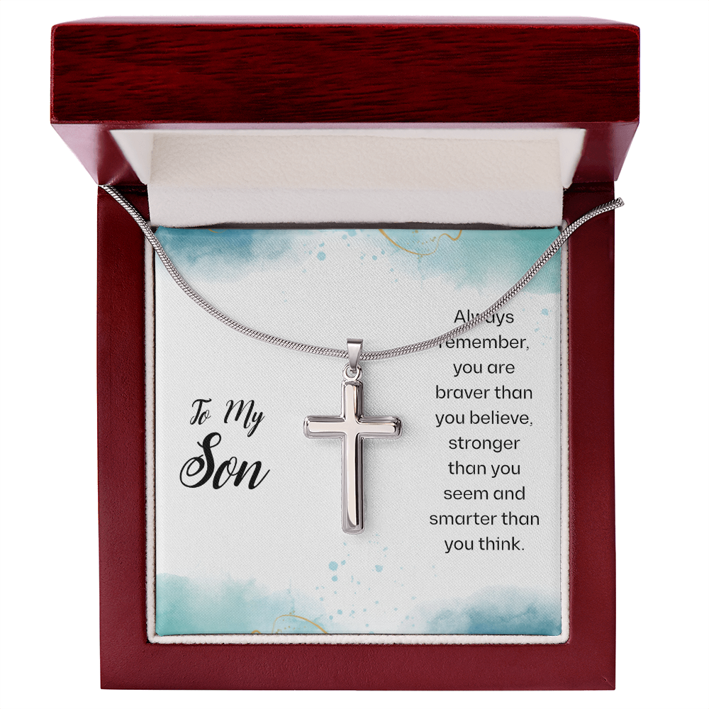 Best Gifts 305-To My Son Always Remember Cross Necklace with Inspirational Quote Card from Parent
